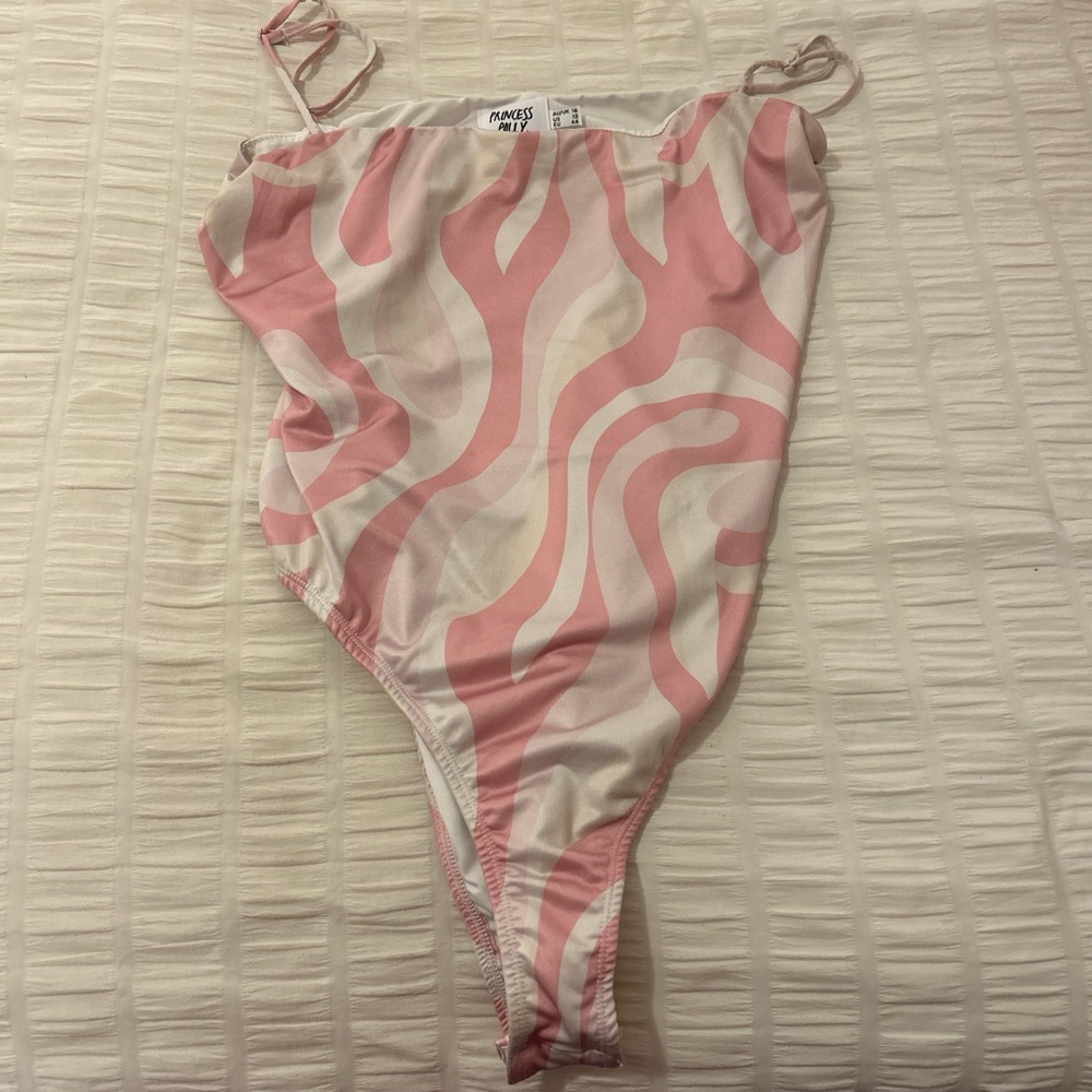 Princess Polly Women's Pink and White Bodysuit